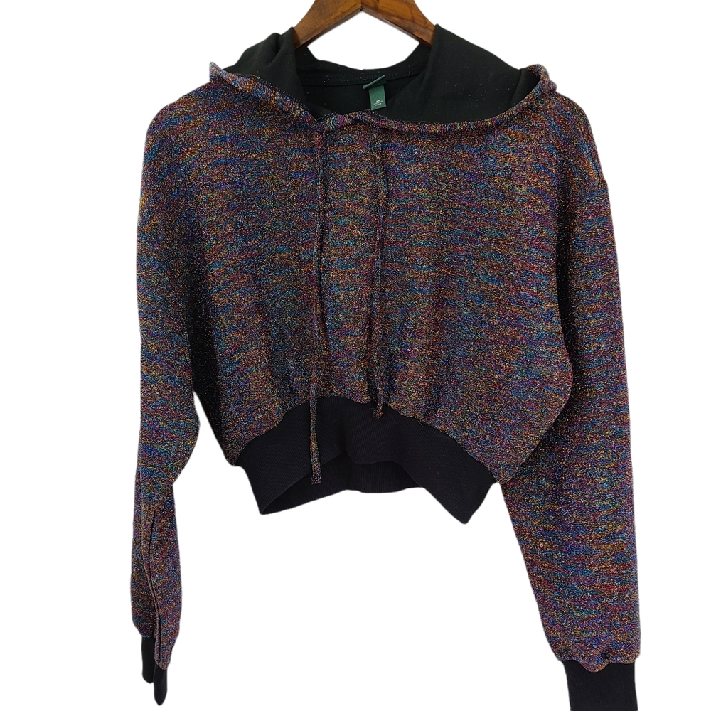 Wild Fable Metallic Hooded Long Sleeve Top XS